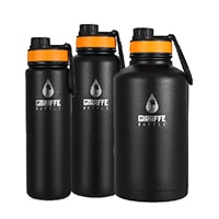 Three Matte Black Giraffe Bottles in various sizes